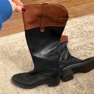 Franco Sarto Black and Brown Heeled Boots